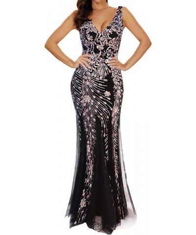 Women's 1920s Inspired V Neck Sleeveless Gatsby Dress Long Evening Cocktail Gown Gold $34.85 Dresses