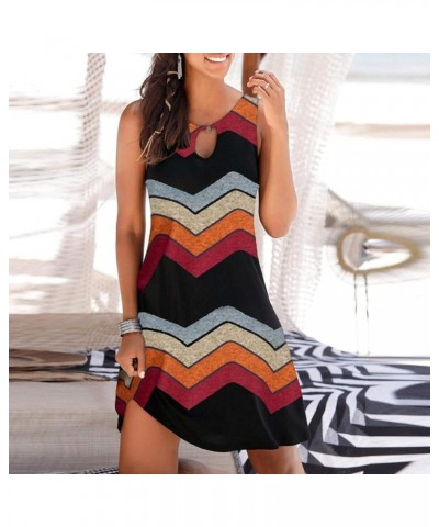 Summer Dresses for Women Loose Midi Sundress Casual Sleeveless O-Neck T-Shirts ​Dress Boho Print Beach Jumper Skirt Red $4.39...