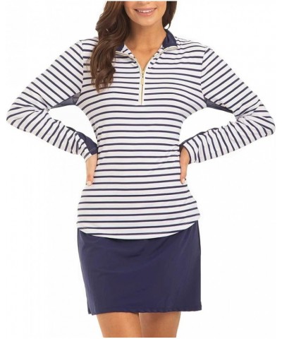 Performace Zip Top Essential Navy Stripe $37.45 Swimsuits