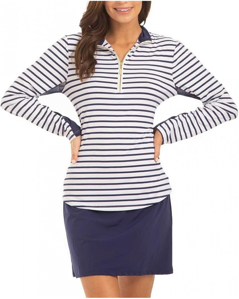 Performace Zip Top Essential Navy Stripe $37.45 Swimsuits