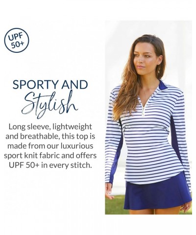 Performace Zip Top Essential Navy Stripe $37.45 Swimsuits