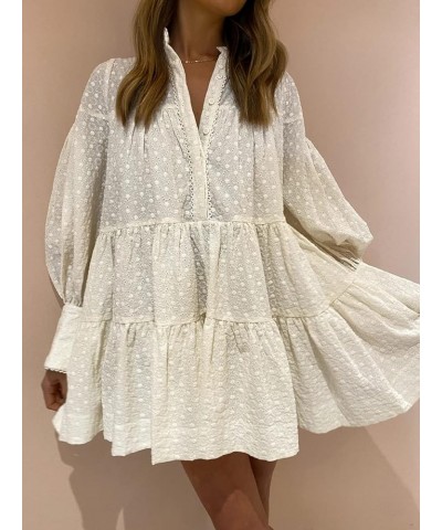 Women's Casual Long Sleeve Dress Sundress Swing Dress Tunic Dress Button Down Loose Flowy Swing Shift Dresses Neww White $18....