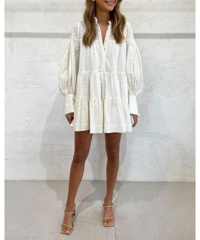 Women's Casual Long Sleeve Dress Sundress Swing Dress Tunic Dress Button Down Loose Flowy Swing Shift Dresses Neww White $18....