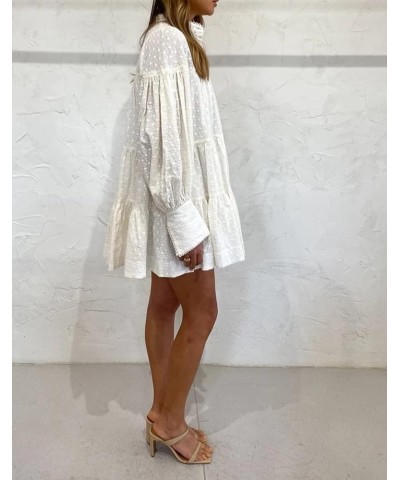 Women's Casual Long Sleeve Dress Sundress Swing Dress Tunic Dress Button Down Loose Flowy Swing Shift Dresses Neww White $18....