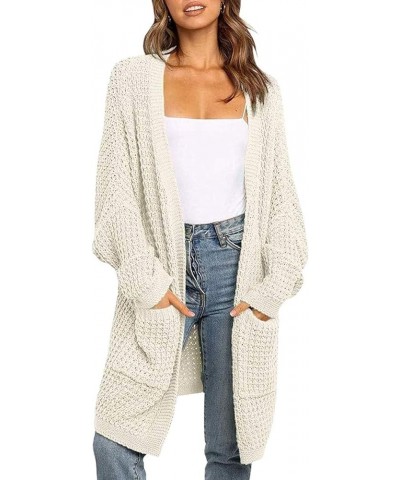 Women's Oversized Long Batwing Sleeve Cardigan Waffle Knit Sweater Coat Beige $23.21 Sweaters