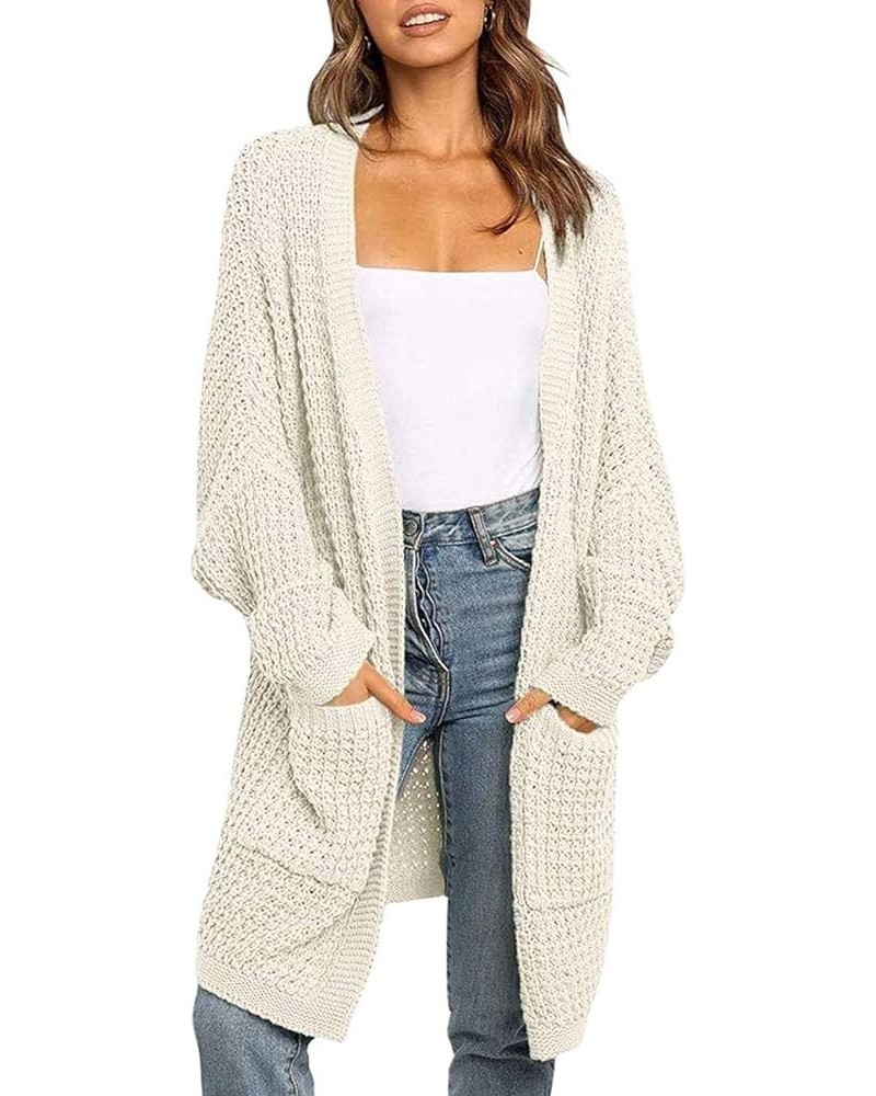 Women's Oversized Long Batwing Sleeve Cardigan Waffle Knit Sweater Coat Beige $23.21 Sweaters