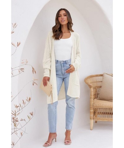 Women's Oversized Long Batwing Sleeve Cardigan Waffle Knit Sweater Coat Beige $23.21 Sweaters