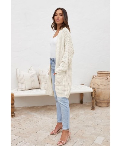 Women's Oversized Long Batwing Sleeve Cardigan Waffle Knit Sweater Coat Beige $23.21 Sweaters