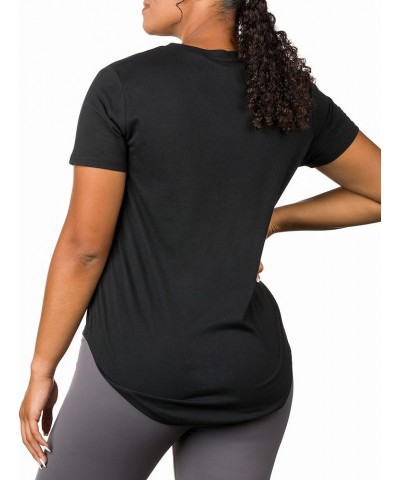 Plus Size Womens V Neck Collar T Shirt | Summer Top with Chest Pocket Black $12.64 Tops