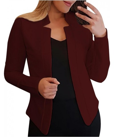 Womens Blazers Casual Fall Open Front Long Sleeve Work Office Outfit 2023 Office Bussiness Jacket Cardigans 01 Wine $7.10 Bla...