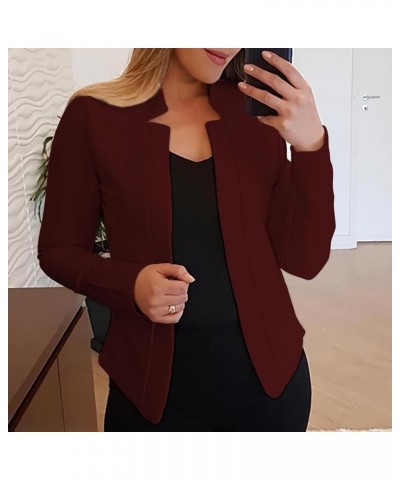 Womens Blazers Casual Fall Open Front Long Sleeve Work Office Outfit 2023 Office Bussiness Jacket Cardigans 01 Wine $7.10 Bla...