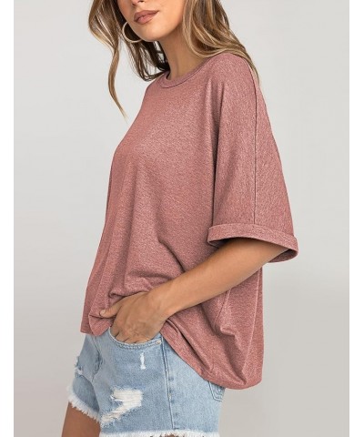 Women Oversized T-Shirt Summer Casual Loose Fit Short Sleeve Basic Tops Workout Gym Tee Shirt Heather Pink $10.00 T-Shirts