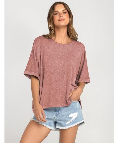 Women Oversized T-Shirt Summer Casual Loose Fit Short Sleeve Basic Tops Workout Gym Tee Shirt Heather Pink $10.00 T-Shirts