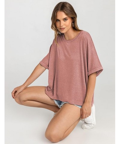 Women Oversized T-Shirt Summer Casual Loose Fit Short Sleeve Basic Tops Workout Gym Tee Shirt Heather Pink $10.00 T-Shirts