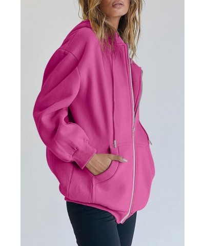 Womens Zip Up Hoodies Long Sleeve Sweatshirts Fall Outfits Oversized Sweaters Casual Fashion Jackets Hot Pink $22.25 Hoodies ...