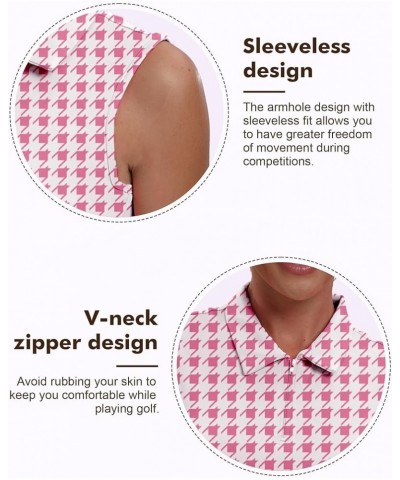 Womens Polo Shirts Athletic Golf Tennis Tanks Top Casual Sleeveless V Neck Quick Dry Shirts Workout Tee Pink Houndstooth $21....