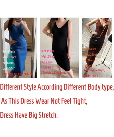 Women's Sleeveless Sweater Dress Knit Slim V Neck Bodycon Midi Stretchable Elasticity Slim Fits Black $17.06 Sweaters