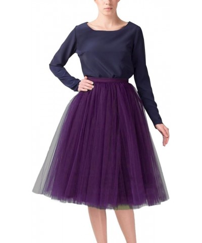 Women's Princess Short Knee Length Tutu Skirt Crinoline for Prom Party Grape $10.71 Skirts