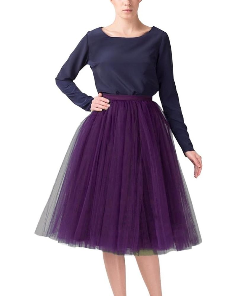 Women's Princess Short Knee Length Tutu Skirt Crinoline for Prom Party Grape $10.71 Skirts