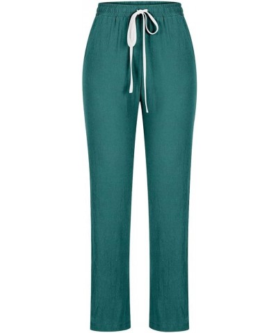 Women Wide Leg Business Pants Baggy High Waist Belted Elastic Long Trousers with Pockets Lounge Casual Straight Pant Light Bl...