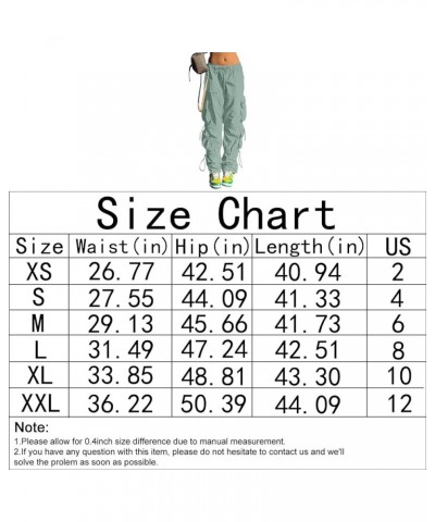 Baggy Parachute Pants for Women& Girls Drawstring Elastic Low Waist Ruched Cargo Pants Multiple Pockets Jogger Y2K Mint green...