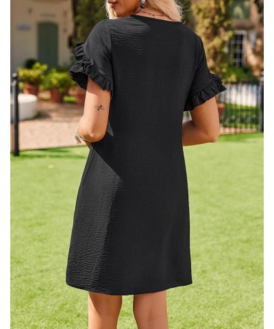 Womens Summer Dress 2024 Short Sleeve A-Line Mini Dress Casual Crew Neck Shift Dress Beach Sundress with Pockets Black $15.80...