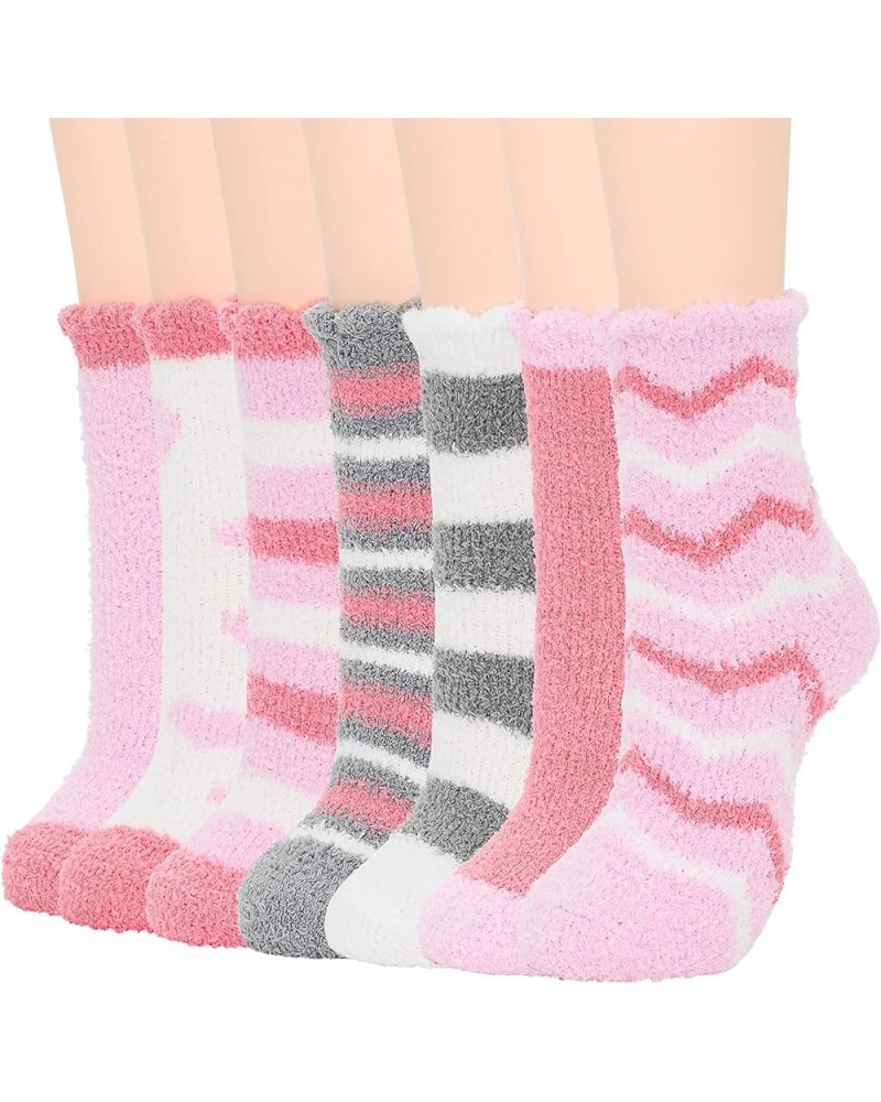 Womens Fuzzy Socks Winter Warm Fluffy Socks Athletic Outdoor Sports Socks Pink Series $7.64 Socks