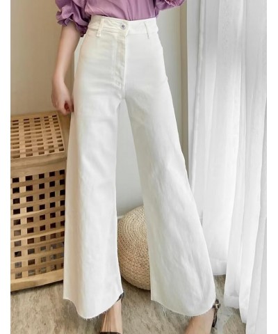 Wide Leg Jeans for Women High Waisted Stretch Casual Work Baggy Denim Pants Trousers 2023 White $11.44 Jeans