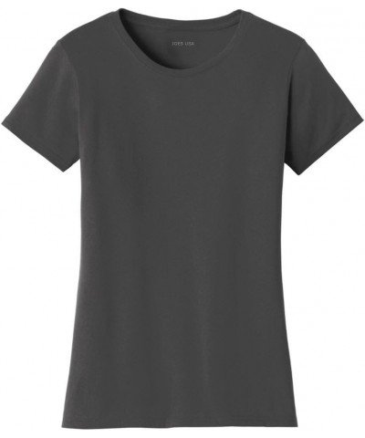 Ladies 4.5-Ounce Soft Cotton Crewneck Shirts in Sizes XS-4XL Charcoal 100% Ring Spun Cotton $13.49 Activewear