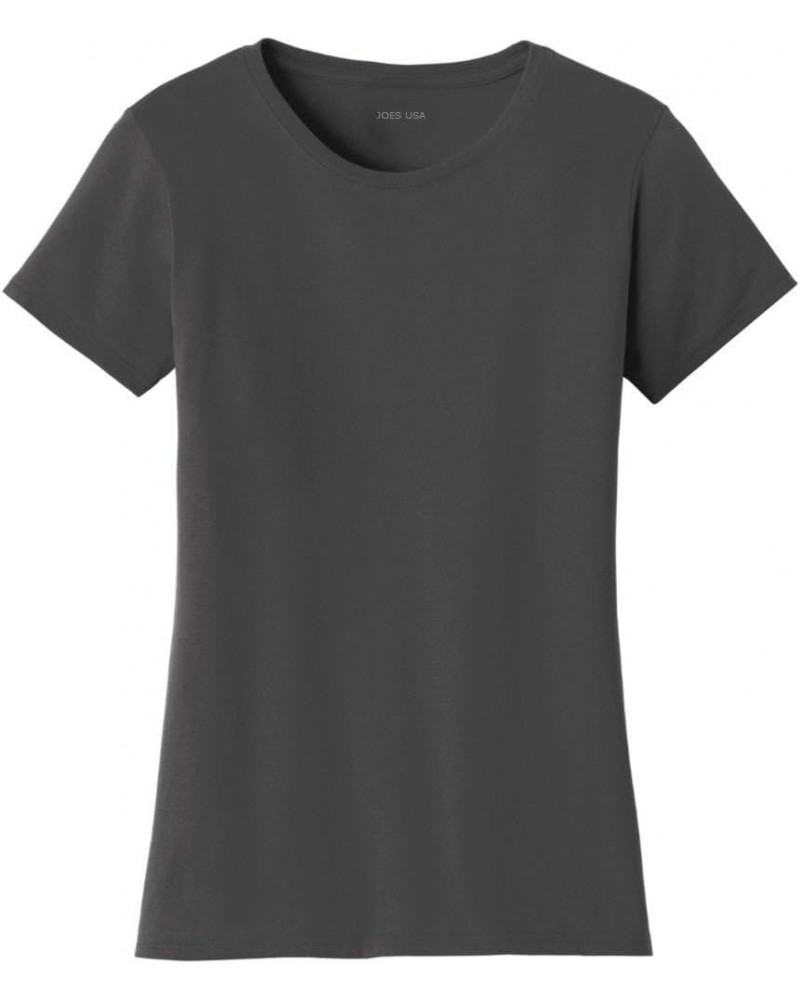 Ladies 4.5-Ounce Soft Cotton Crewneck Shirts in Sizes XS-4XL Charcoal 100% Ring Spun Cotton $13.49 Activewear