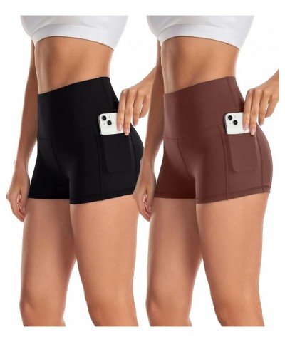 Women's 2 Pack Naked Feeling Buttery Soft Yoga Shorts - 3"/ 8" High Waist Workout Running Biker Shorts with Pockets 3" Shorts...