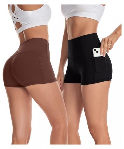 Women's 2 Pack Naked Feeling Buttery Soft Yoga Shorts - 3"/ 8" High Waist Workout Running Biker Shorts with Pockets 3" Shorts...