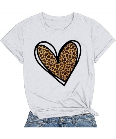 Short Sleeve Shirts for Women Casual Crewneck Heart Lover Print Valentines Basic Top T Shirt Blouse Women Trendy D-82 White $...