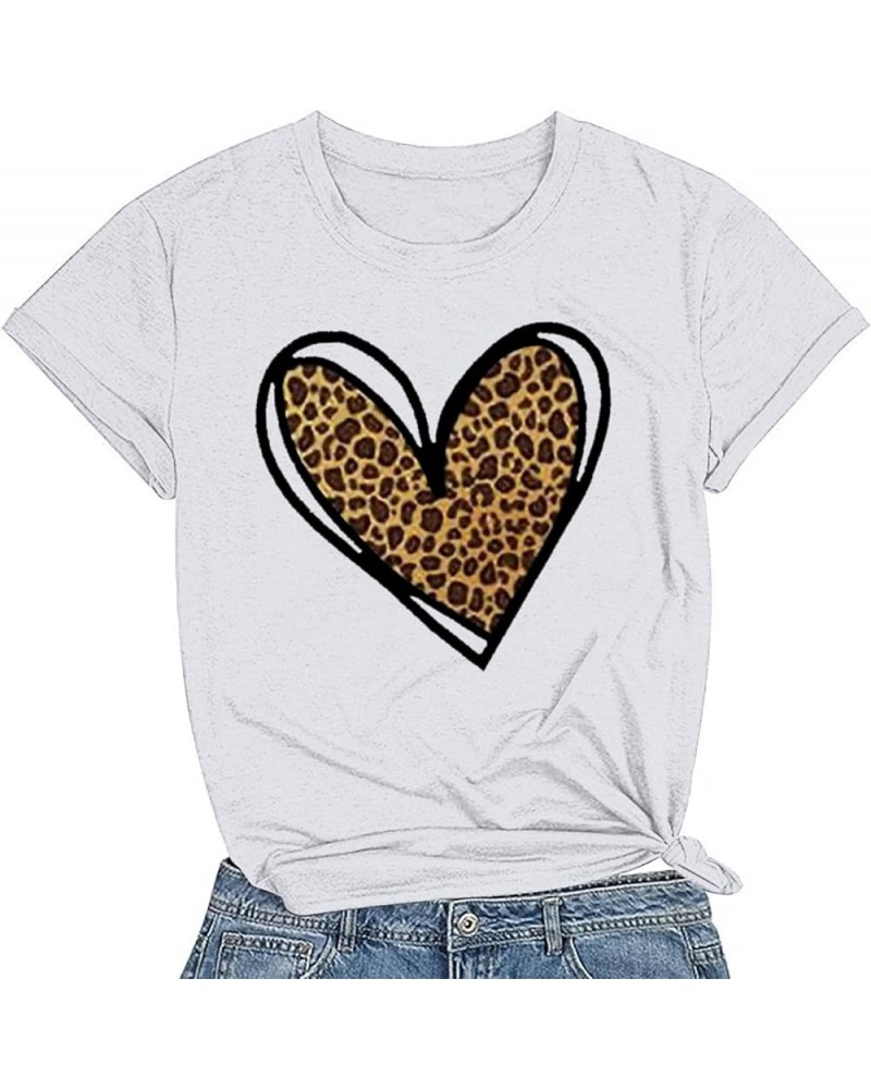 Short Sleeve Shirts for Women Casual Crewneck Heart Lover Print Valentines Basic Top T Shirt Blouse Women Trendy D-82 White $...