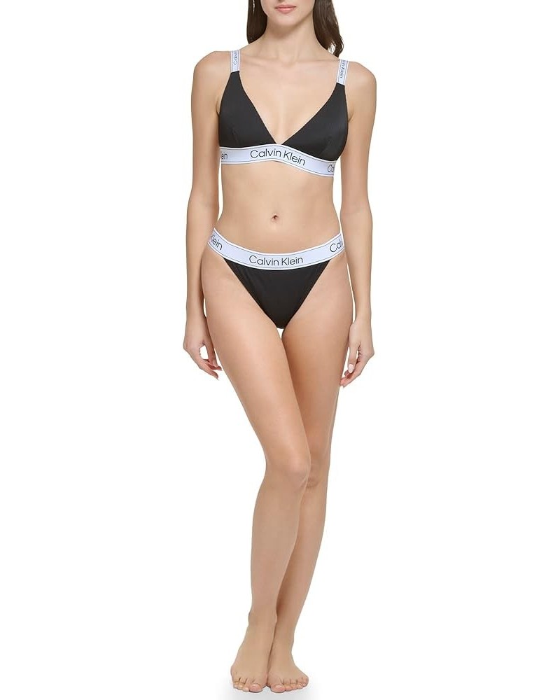 Women's Standard Silky Rib Fabric Triangle Bra Top Blk $18.55 Swimsuits