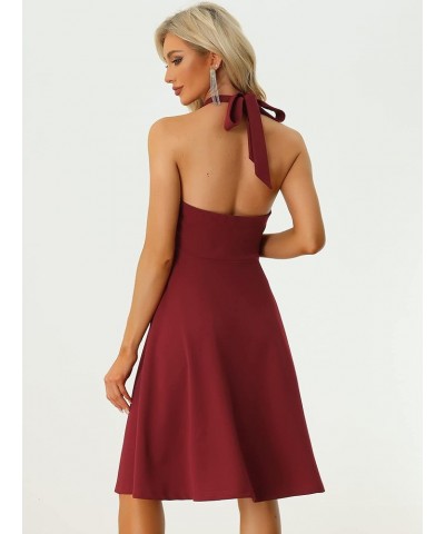 Women's Lace Up Sleeveless Dress Sweetheart Neck Bustier Gothic Vintage Dress Burgundy $18.35 Dresses