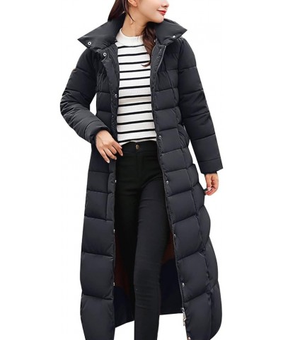 Women Down Jackets Solid Color Long Hooded Lace Up Cotton Jacket Pocket Long Winter Coat for Women Extreme Cold Black $26.34 ...