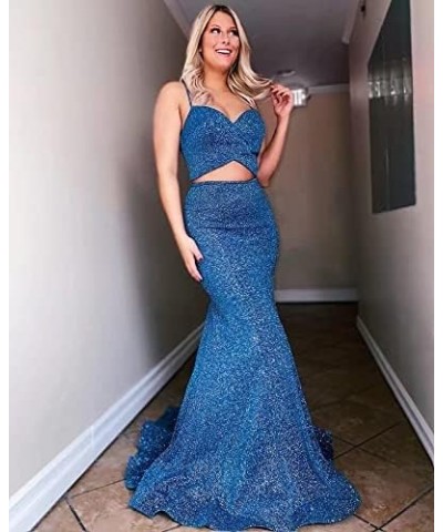 Two-Pieces Mermaid Shimmer Prom Dresses Party Skirt for Women Glittery Cocktail Evening Gowns Casual Party Dresses Champagne ...