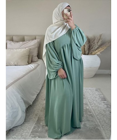 Women Muslim Dress Ramadan Prayer Garment Abaya Dubai Islam Eid Crepe Balloon Sleeve African Turkey Robe Without Hijab Lightg...