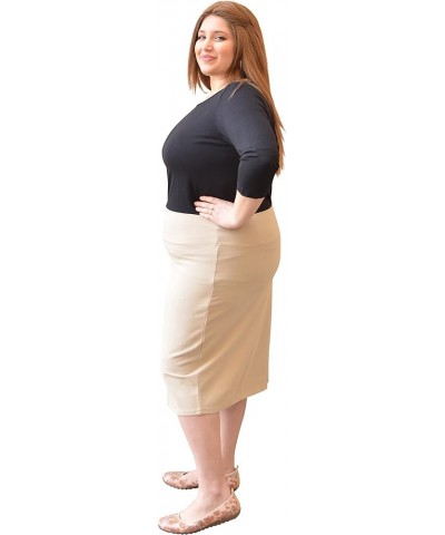 Modest Knee Length Pencil Skirt for Women in Lightweight Cotton Spandex White $14.10 Skirts