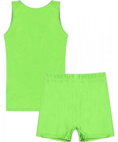 Women's Glossy Opaque Swimwear Yoga Suits Shiny Shorts Pants Training Sports Tank Top Fitness Fluorescent Green $10.64 Swimsuits