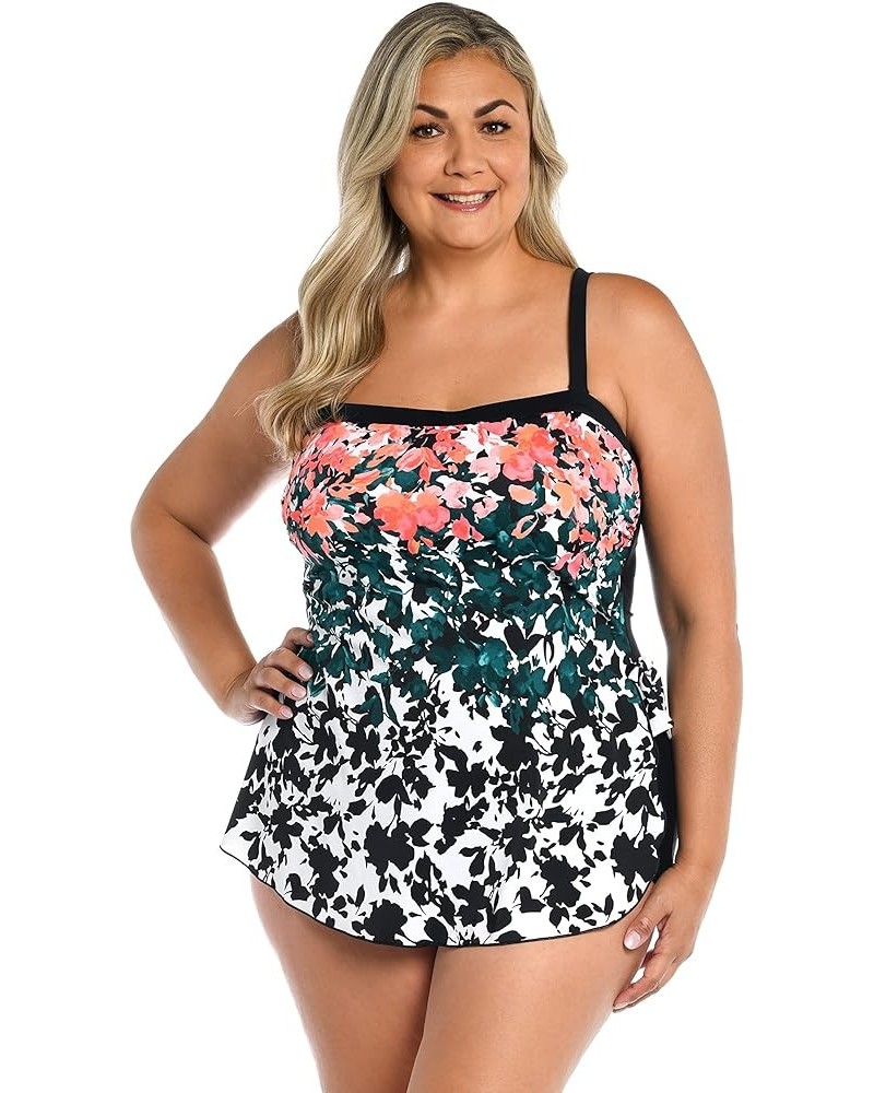 Women's Bandeau Sarong One Piece Swimsuit Multi//Floating Flowers $34.43 Swimsuits