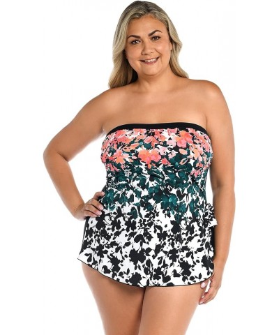 Women's Bandeau Sarong One Piece Swimsuit Multi//Floating Flowers $34.43 Swimsuits