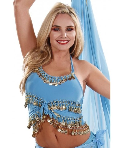 Belly Dance Stretchy Tank-Top | Karsilama Turquoise/Silver $15.92 Tanks