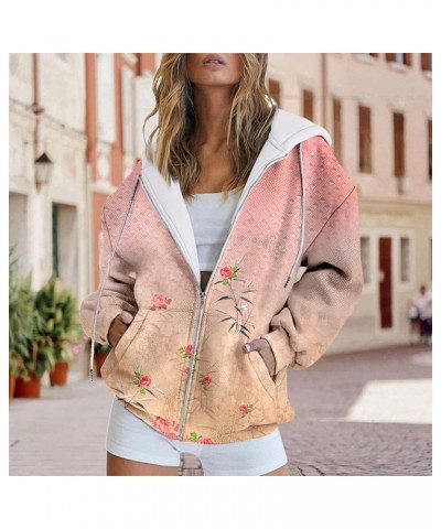 Winter Coats for Women Womens Zip up Hoodies Long Sleeve Fall Oversized Sweatshirts Fleece Jacket with Pockets P-c $10.73 Tops