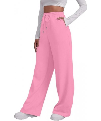 Wide Leg Sweatpants for Women Baggy Fleece High Waisted Joggers with Pockets Comfy Drawstring Lounge Sweat Pants B-pink $9.51...