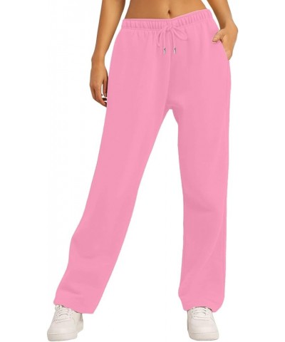 Wide Leg Sweatpants for Women Baggy Fleece High Waisted Joggers with Pockets Comfy Drawstring Lounge Sweat Pants B-pink $9.51...