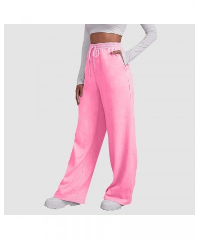 Wide Leg Sweatpants for Women Baggy Fleece High Waisted Joggers with Pockets Comfy Drawstring Lounge Sweat Pants B-pink $9.51...