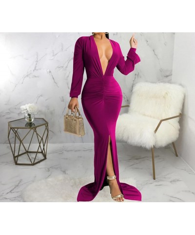 Womens Casual Solid Cocktail Party Dress Sexy Off Shoulder Ruffle Dress Elegant Evening Prom Gown Maxi Dresses Hpurple $28.79...