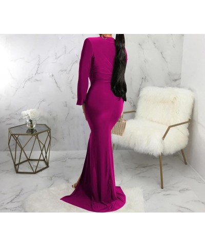 Womens Casual Solid Cocktail Party Dress Sexy Off Shoulder Ruffle Dress Elegant Evening Prom Gown Maxi Dresses Hpurple $28.79...